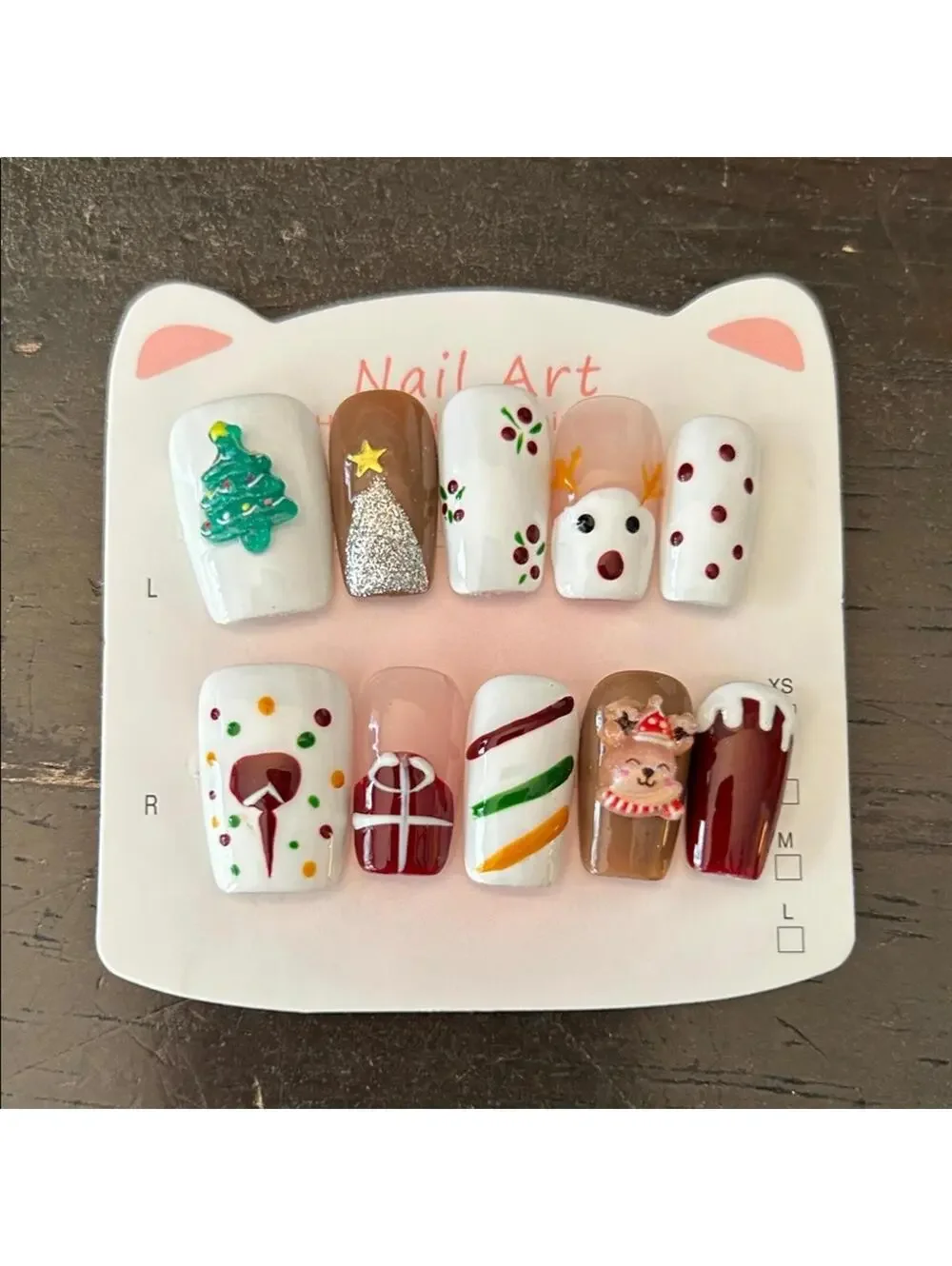 Festive Handmade Christmas Nail Art Set